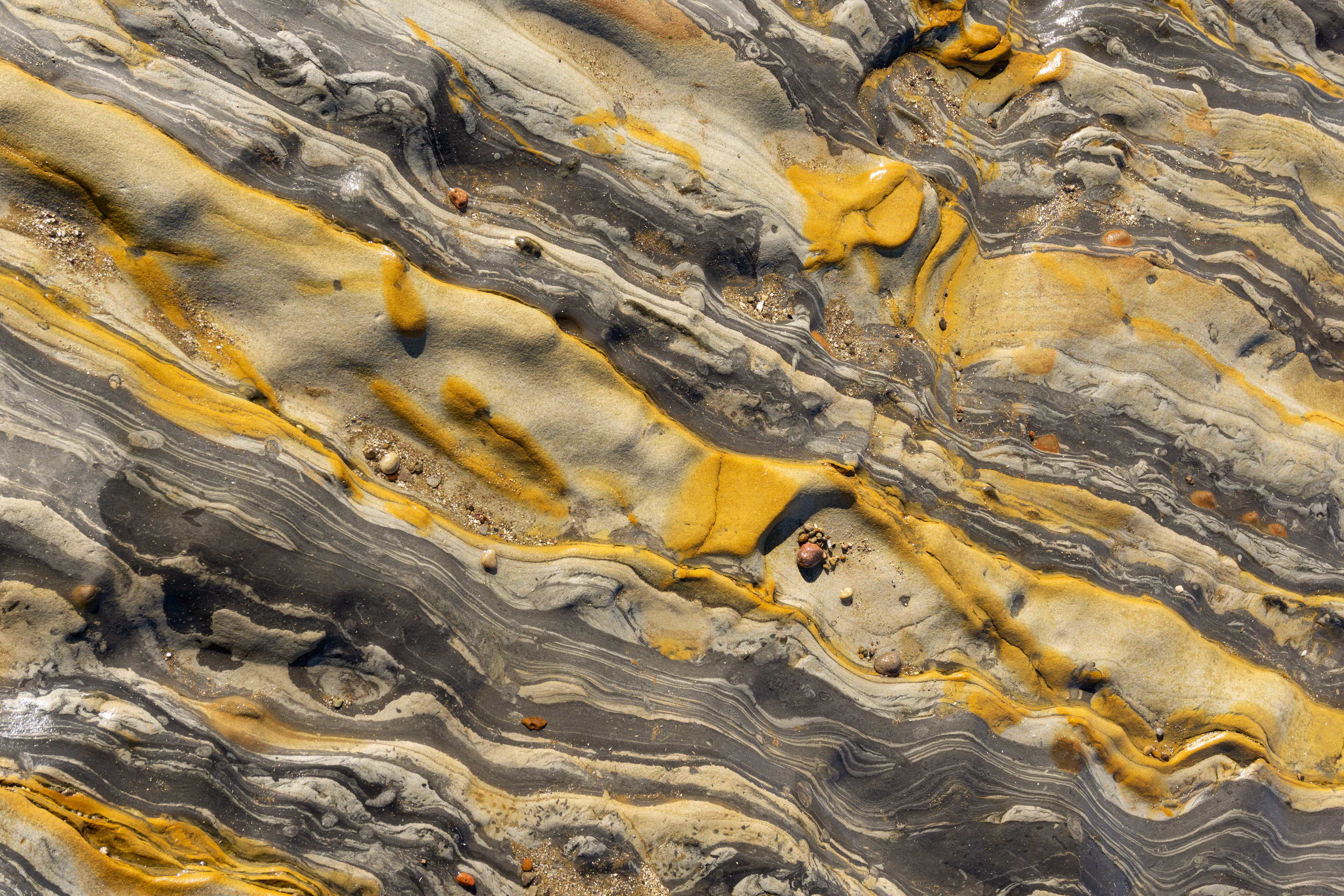 Colorful stripey rocks at Point Lobos